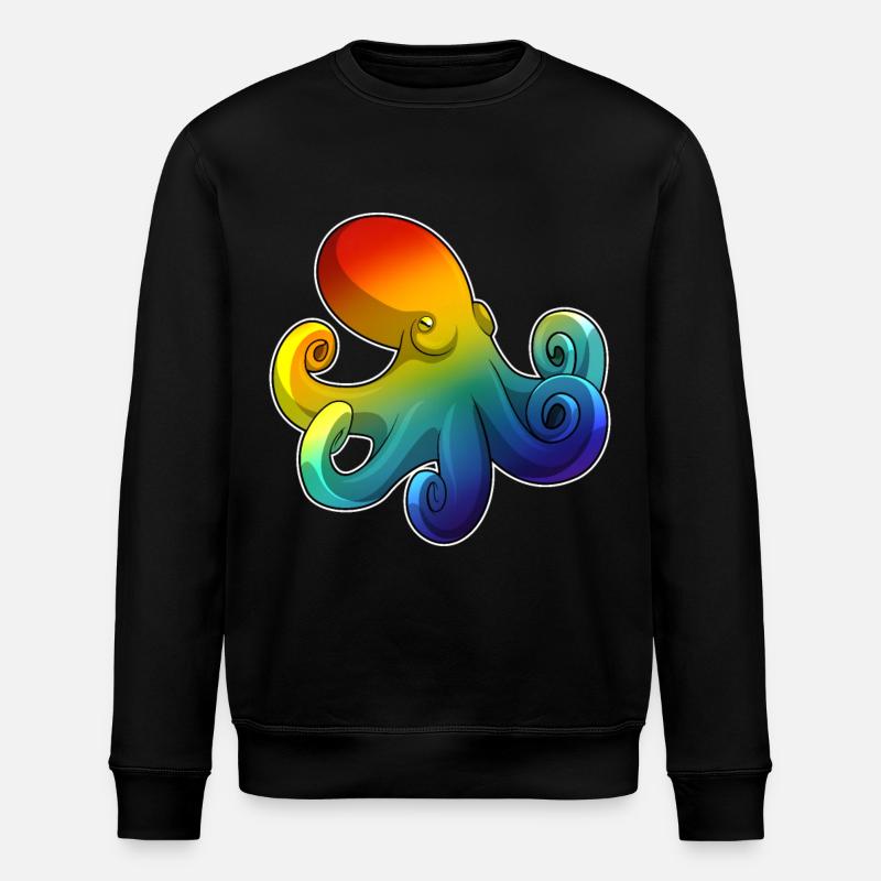 Poulpe avec arc-en-ciel - Sweat bio ROLLER Stanley/Stella Unisexe - noir
