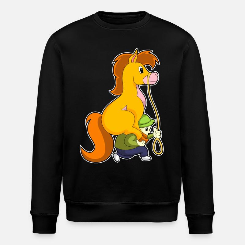 Cheval avec garçon - Sweat bio ROLLER Stanley/Stella Unisexe - noir