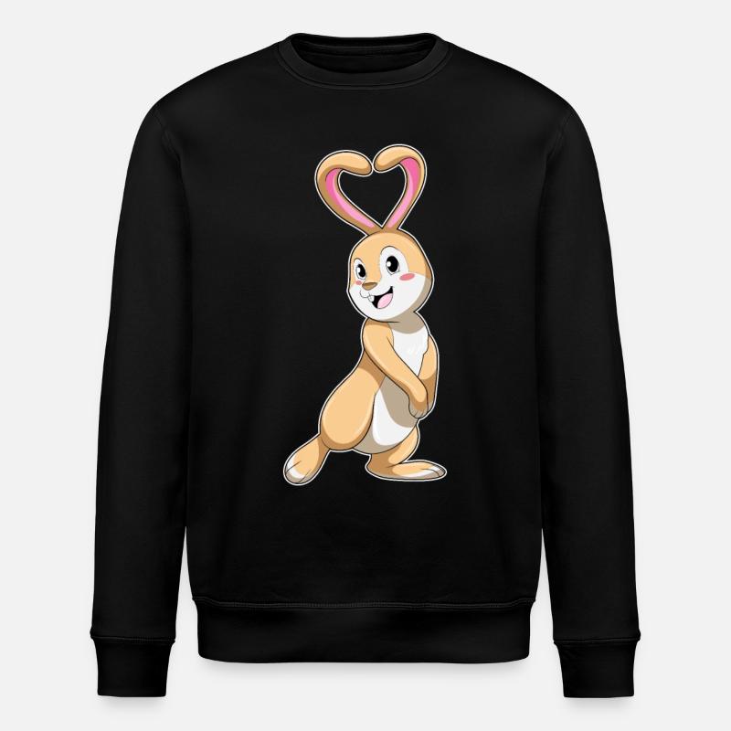 Rabbit with heart - Stanley/Stella ROLLER Unisex Organic Sweatshirt - black