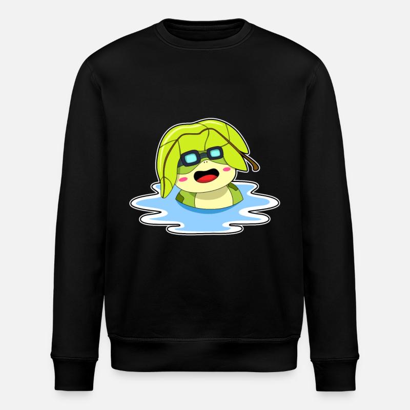 Frog with leaf swimming - Stanley/Stella ROLLER Unisex Organic Sweatshirt - black