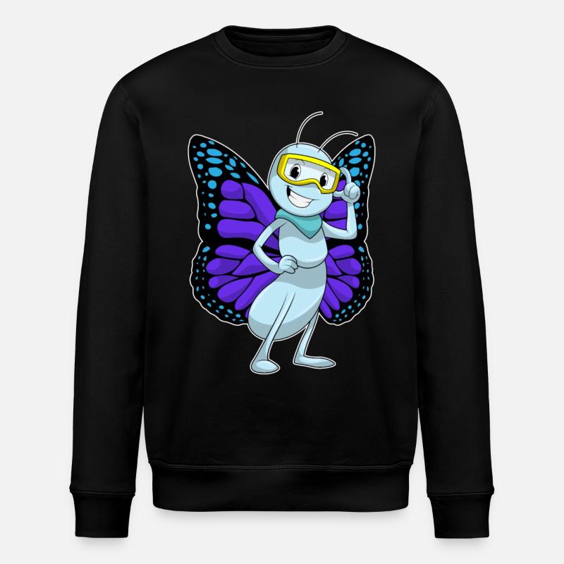Butterfly with glasses - Stanley/Stella ROLLER Unisex Organic Sweatshirt - black