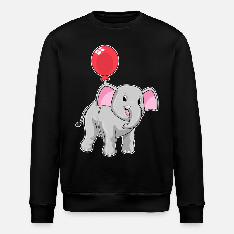 Elefant mit Luftballon - Stanley/Stella Unisex Bio-Sweatshirt ROLLER - Schwarz