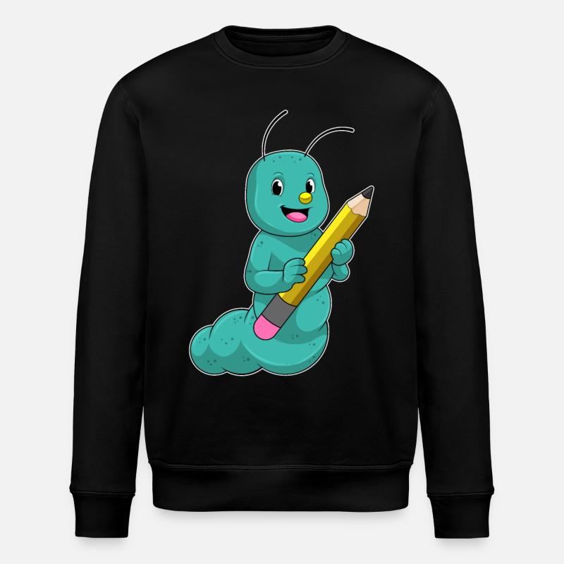 Raupe mit Bleistift - Stanley/Stella Unisex Bio-Sweatshirt ROLLER - Schwarz