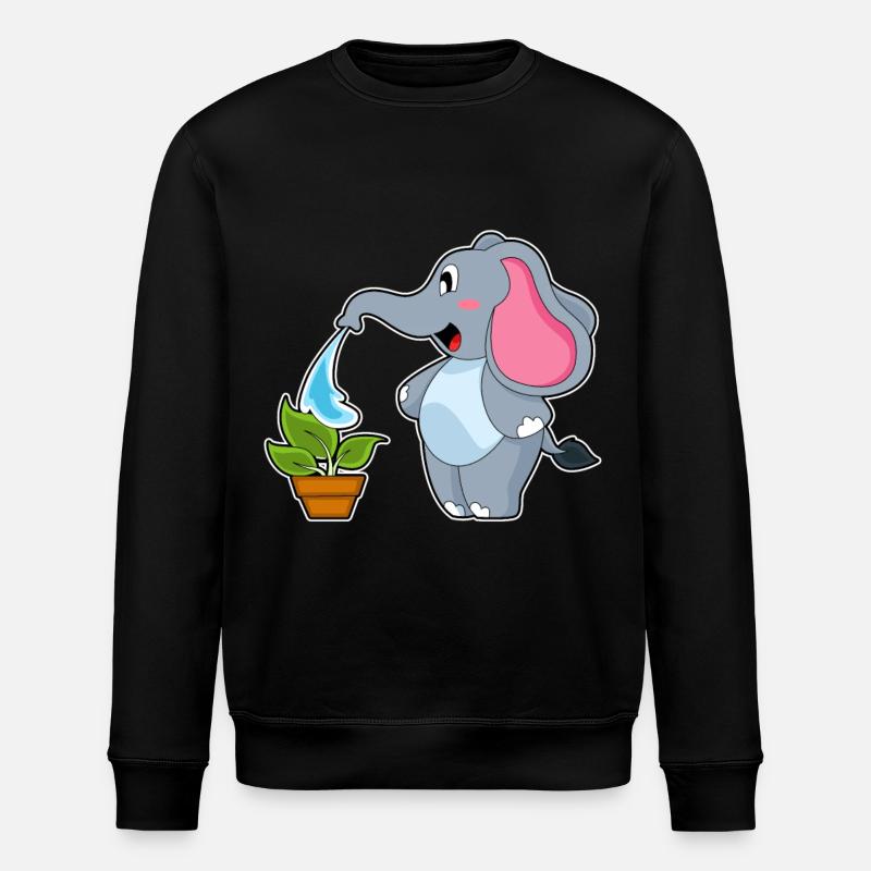 Éléphant avec plante - Sweat bio ROLLER Stanley/Stella Unisexe - noir