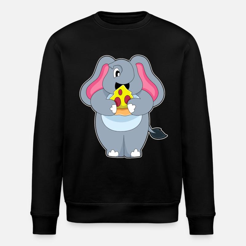 Éléphant avec pizza - Sweat bio ROLLER Stanley/Stella Unisexe - noir