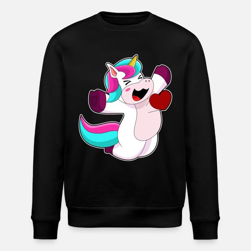 Einhorn mit Herz - Stanley/Stella Unisex Bio-Sweatshirt ROLLER - Schwarz