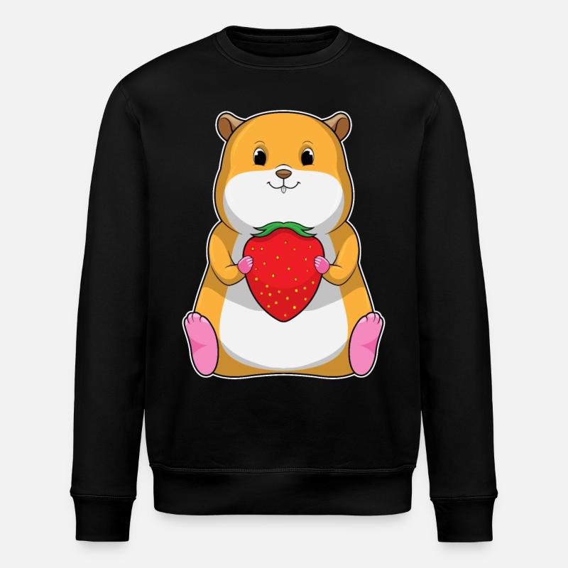 Hamster with strawberry - Stanley/Stella ROLLER Unisex Organic Sweatshirt - black