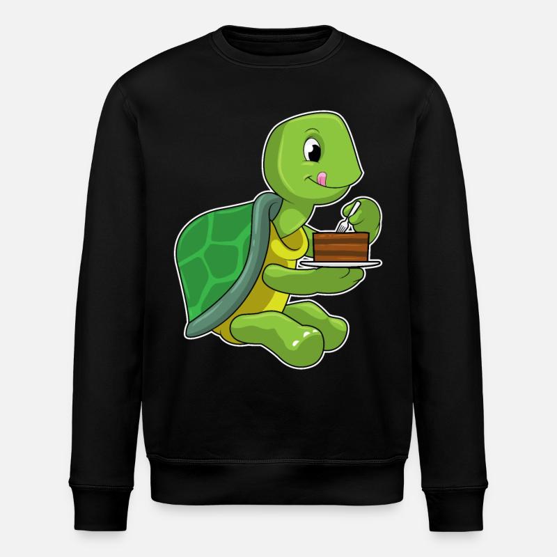 Turtle with cake - Stanley/Stella ROLLER Unisex Organic Sweatshirt - black
