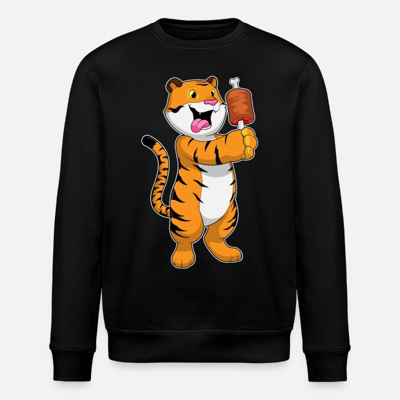 Tiger mit Fleisch - Stanley/Stella Unisex Bio-Sweatshirt ROLLER - Schwarz