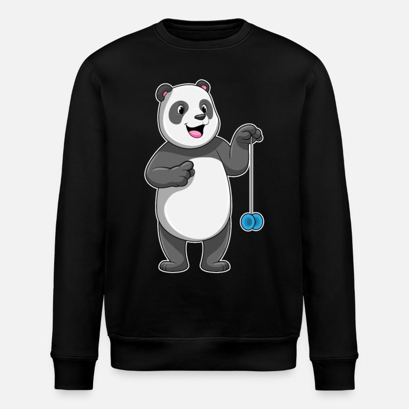 Panda mit Jojo - Stanley/Stella Unisex Bio-Sweatshirt ROLLER - Schwarz