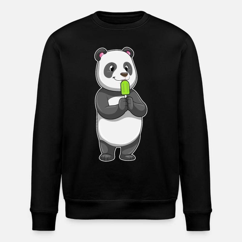 Panda with popsicles - Stanley/Stella ROLLER Unisex Organic Sweatshirt - black