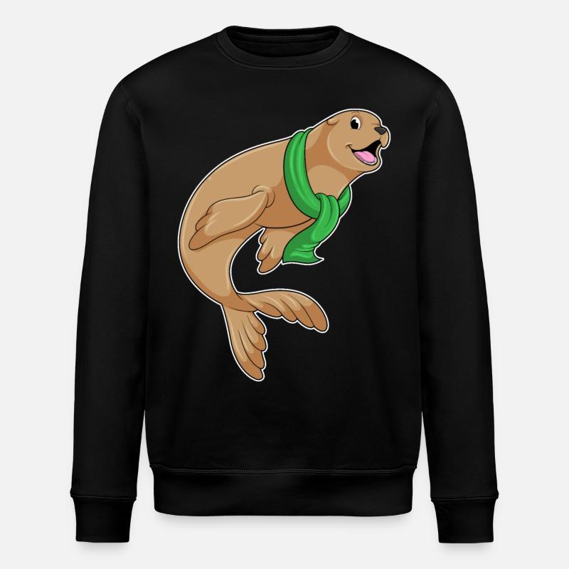 Seal with scarf - Stanley/Stella ROLLER Unisex Organic Sweatshirt - black