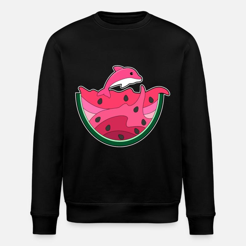 Dolphin with watermelon - Stanley/Stella ROLLER Unisex Organic Sweatshirt - black