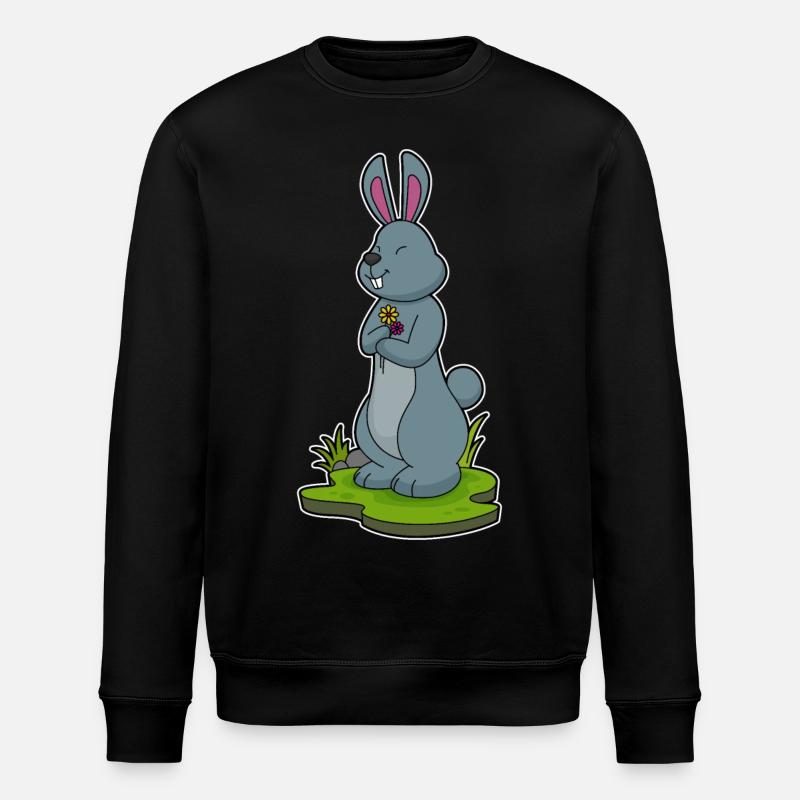 Rabbit with flowers - Stanley/Stella ROLLER Unisex Organic Sweatshirt - black