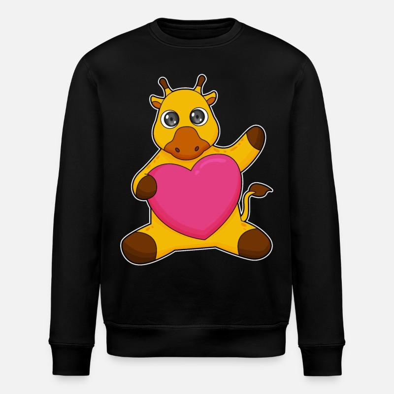 Giraffe with heart - Stanley/Stella ROLLER Unisex Organic Sweatshirt - black