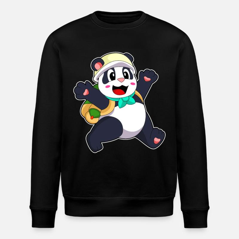 Panda als Schüler - Stanley/Stella Unisex Bio-Sweatshirt ROLLER - Schwarz