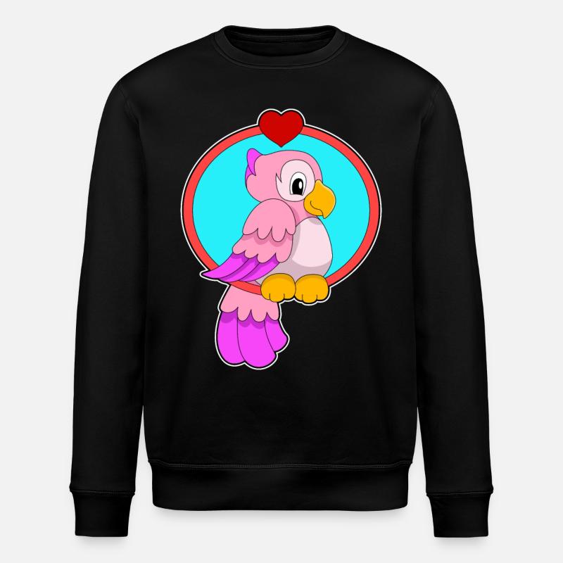Parrot with heart - Stanley/Stella ROLLER Unisex Organic Sweatshirt - black