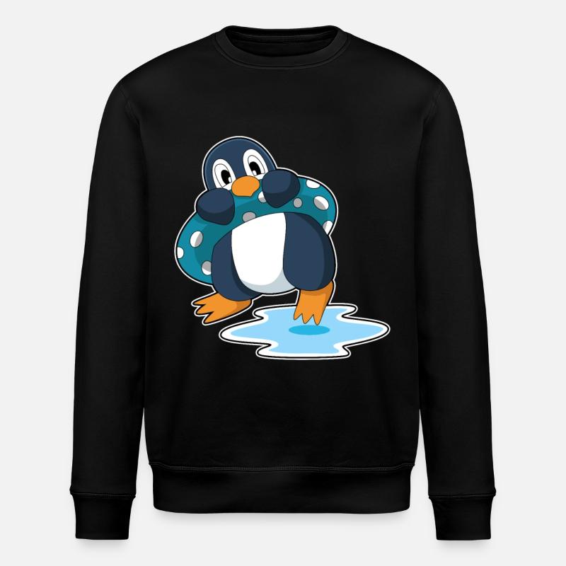 Pinguin mit Schwimmring - Stanley/Stella Unisex Bio-Sweatshirt ROLLER - Schwarz