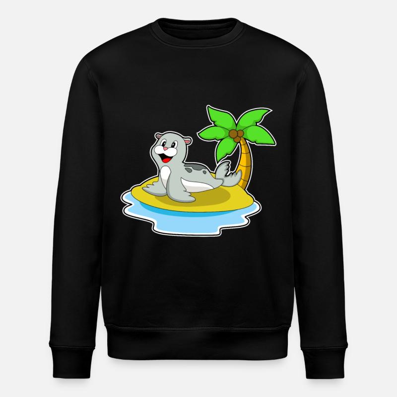 Seal on island - Stanley/Stella ROLLER Unisex Organic Sweatshirt - black