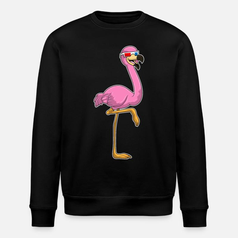 Flamingo mit Brille - Stanley/Stella Unisex Bio-Sweatshirt ROLLER - Schwarz