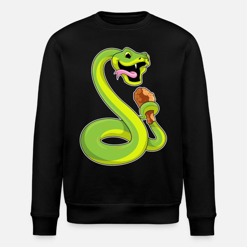 Snake with chicken - Stanley/Stella ROLLER Unisex Organic Sweatshirt - black