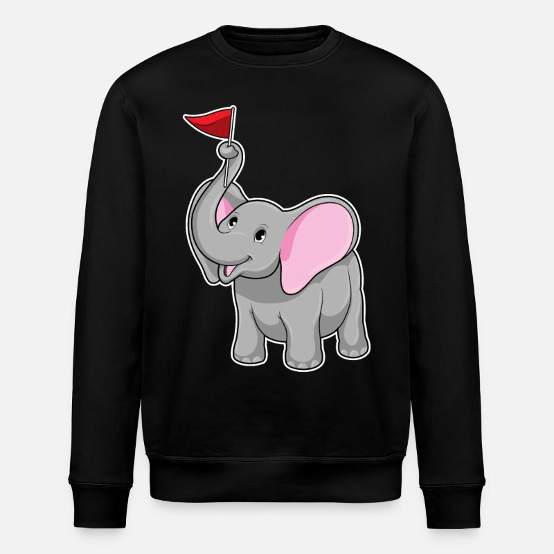Elephant with flag - Stanley/Stella ROLLER Unisex Organic Sweatshirt - black