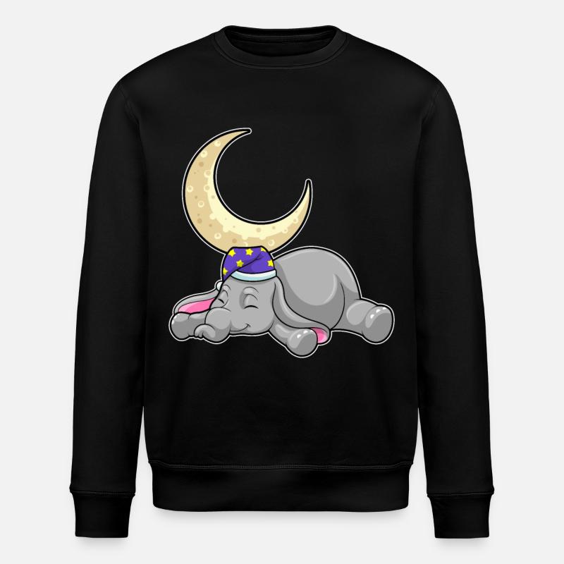 Elephant with moon - Stanley/Stella ROLLER Unisex Organic Sweatshirt - black