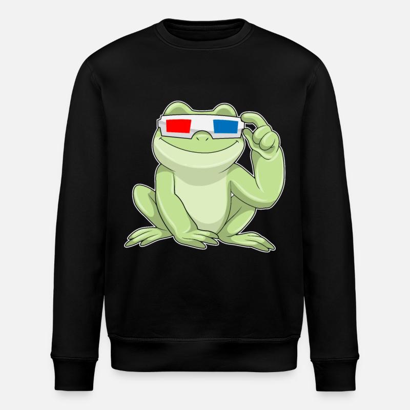 Frog with glasses - Stanley/Stella ROLLER Unisex Organic Sweatshirt - black