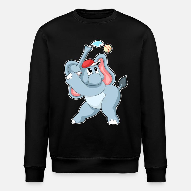 Éléphant jouant au baseball - Sweat bio ROLLER Stanley/Stella Unisexe - noir