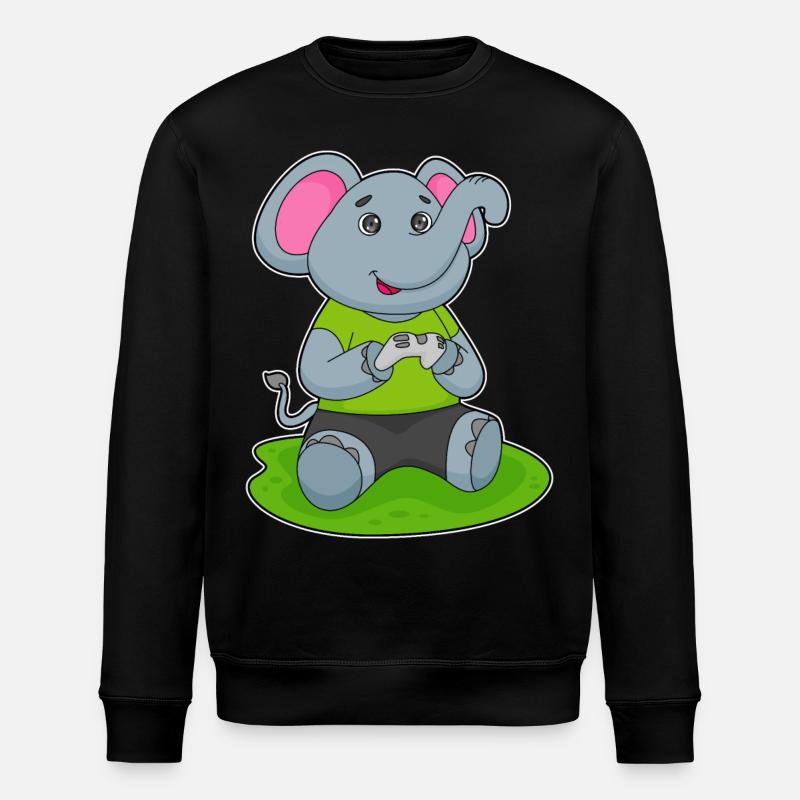 Elephant as a gamer - Stanley/Stella ROLLER Unisex Organic Sweatshirt - black