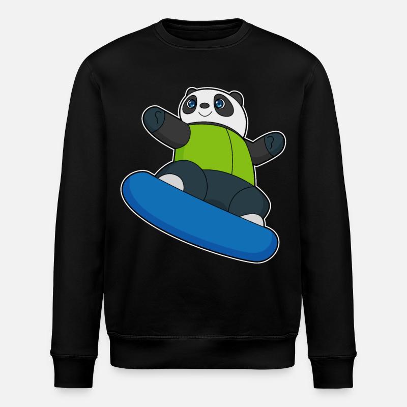 Panda en snowboarder avec snowboard - Sweat bio ROLLER Stanley/Stella Unisexe - noir