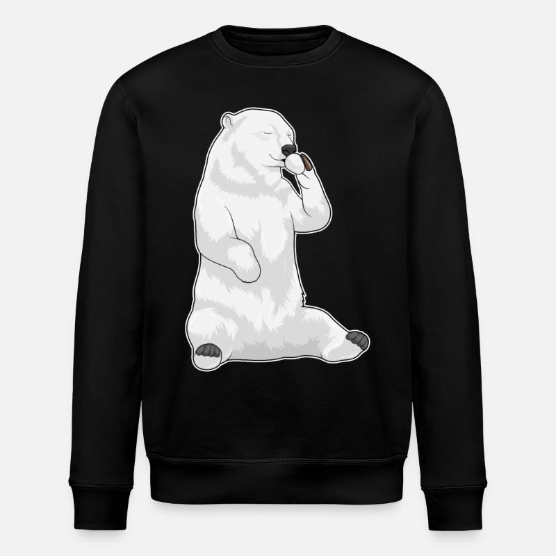 Polar Bear Coffee Cup - Stanley/Stella ROLLER Unisex Organic Sweatshirt - black
