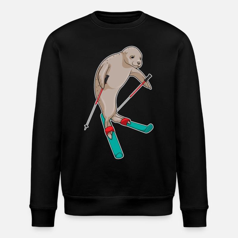 Seals Skier Ski - Stanley/Stella ROLLER Unisex Organic Sweatshirt - black