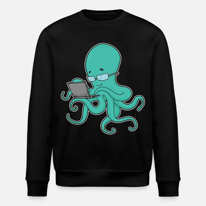 Octopus Laptop - Stanley/Stella ROLLER Unisex Organic Sweatshirt - black