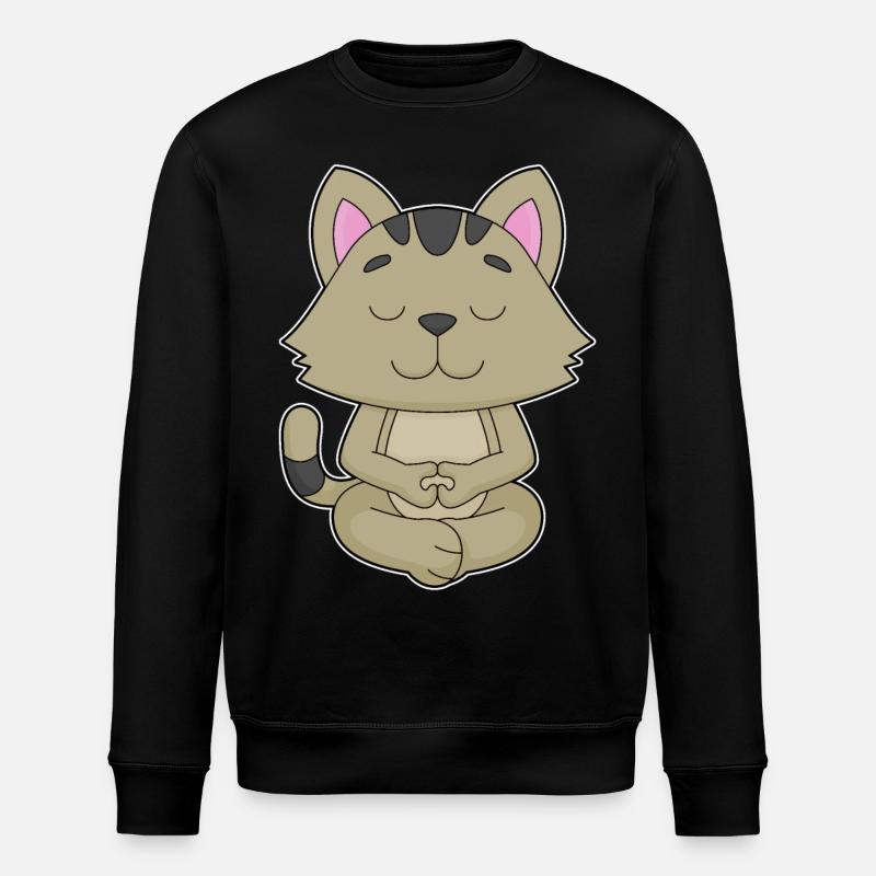Katze Yoga Meditation - Stanley/Stella Unisex Bio-Sweatshirt ROLLER - Schwarz