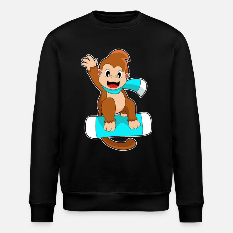 Monkey Snowboard Winter Sports - Stanley/Stella ROLLER Unisex Organic Sweatshirt - black