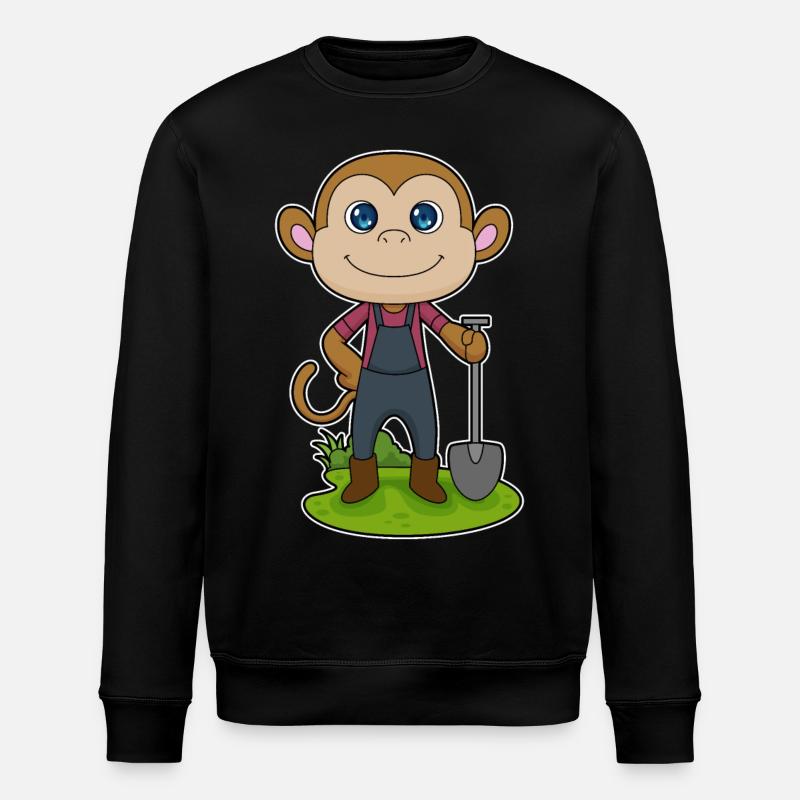 Monkey Farmer Shovel - Stanley/Stella ROLLER Unisex Organic Sweatshirt - black