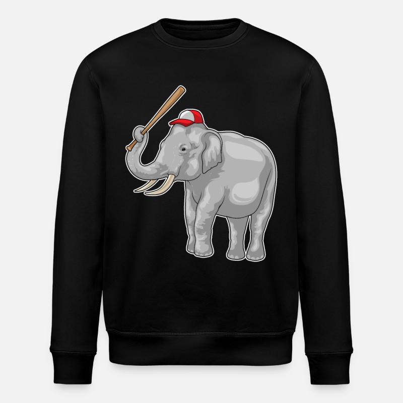 Elefant Baseballschläger Baseball - Stanley/Stella Unisex Bio-Sweatshirt ROLLER - Schwarz