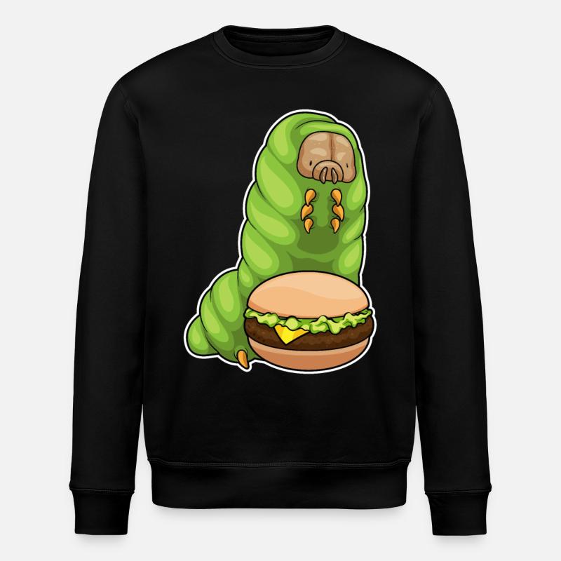 Caterpillar Cheeseburger - Stanley/Stella ROLLER Unisex Organic Sweatshirt - black