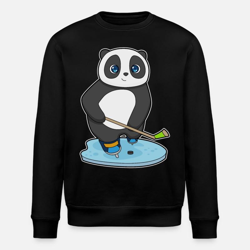 Panda Eishockey Eishockeyschläger - Stanley/Stella Unisex Bio-Sweatshirt ROLLER - Schwarz