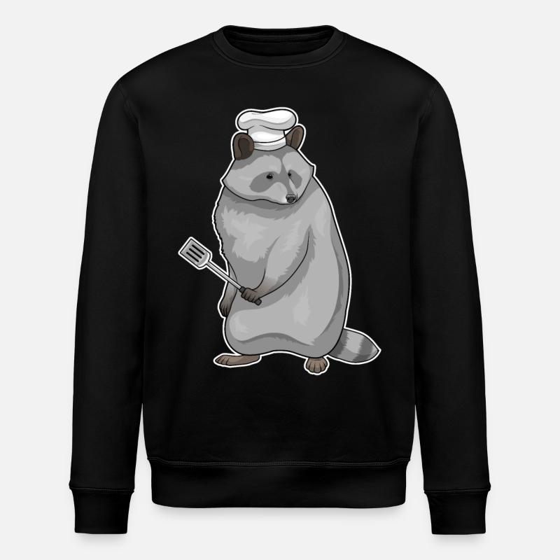 Raccoon Chef Chef Hat - Stanley/Stella ROLLER Unisex Organic Sweatshirt - black