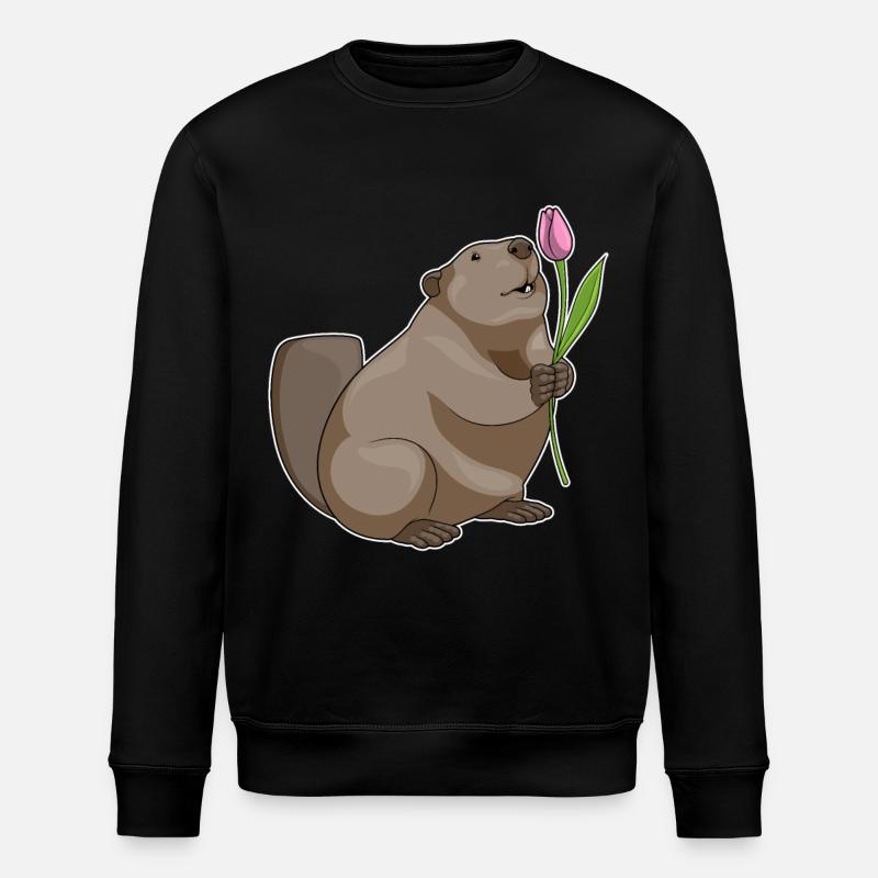 Fleurs de tulipes de castor - Sweat bio ROLLER Stanley/Stella Unisexe - noir