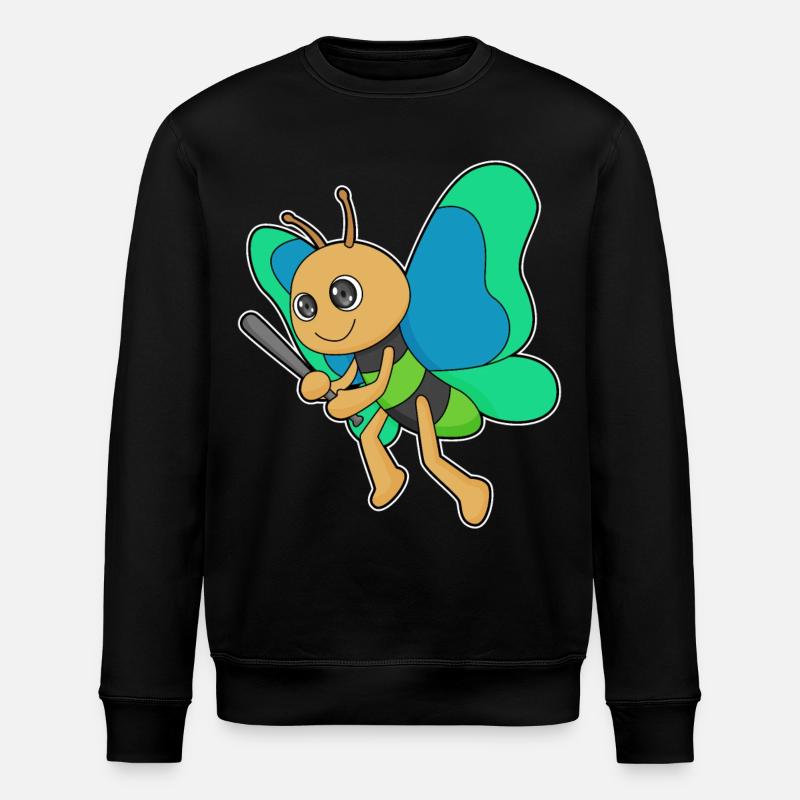 Butterfly Baseball Baseball Bat - Stanley/Stella ROLLER Unisex Organic Sweatshirt - black