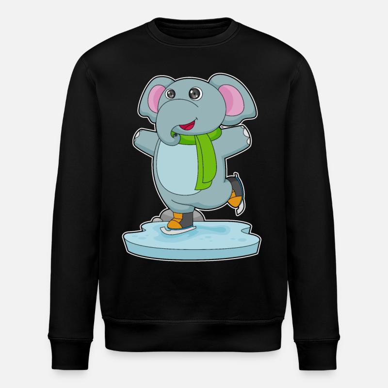 Elephant Ice Skating Skates - Stanley/Stella ROLLER Unisex Organic Sweatshirt - black