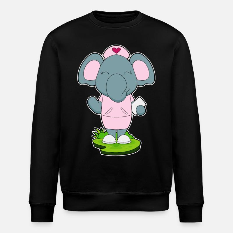 Elephant Nurse Sticky Notes - Stanley/Stella ROLLER Unisex Organic Sweatshirt - black