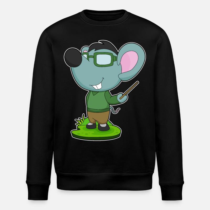 Mouse Teacher Pointer - Stanley/Stella ROLLER Unisex Organic Sweatshirt - black