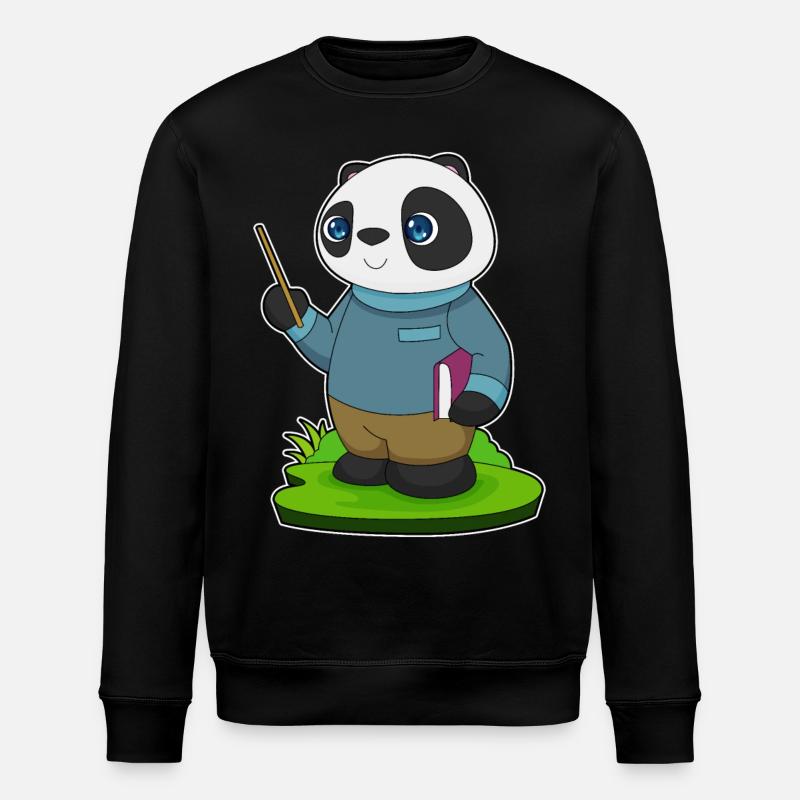 Panda Teacher Pointer - Stanley/Stella ROLLER Unisex Organic Sweatshirt - black