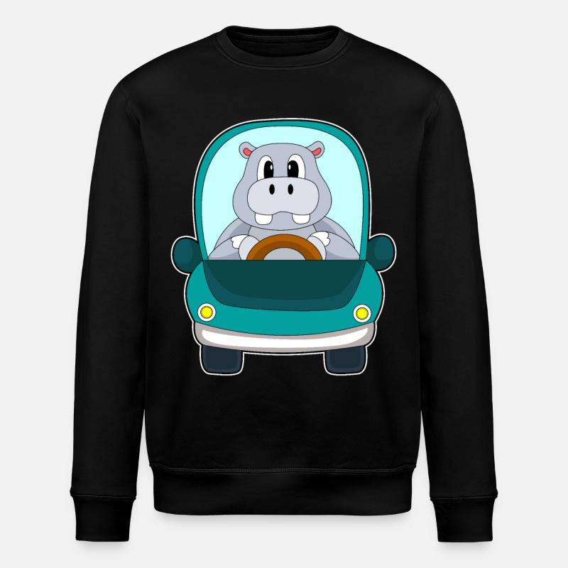 Hippopotamus Car - Stanley/Stella ROLLER Unisex Organic Sweatshirt - black