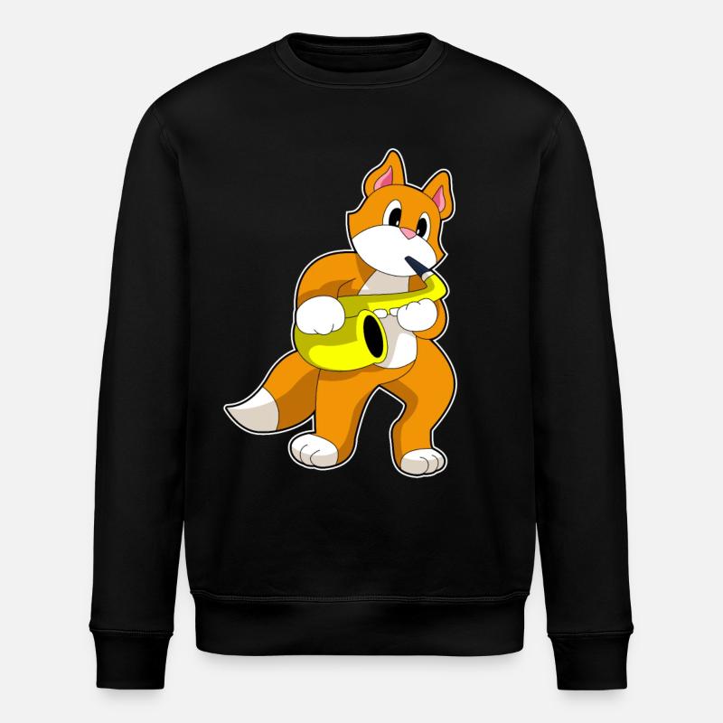 Cat Musician Saxophone Music - Stanley/Stella ROLLER Unisex Organic Sweatshirt - black