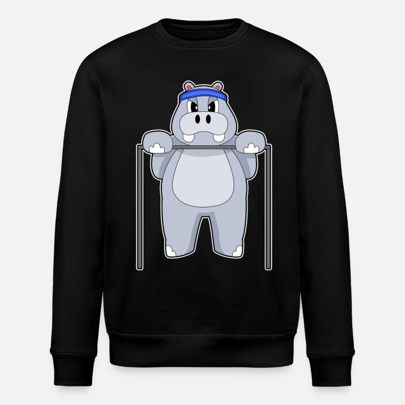 Hippo Bodybuilding Pull-ups - Stanley/Stella ROLLER Unisex Organic Sweatshirt - black